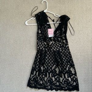 Free people NWT, black with lace